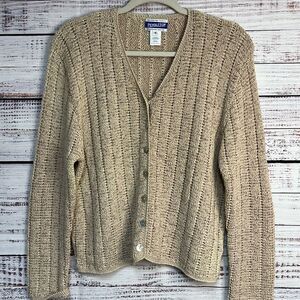 Vintage Pendleton Cardigan Sweater Neutral Beige Knit 
Flat Weave Women’s M